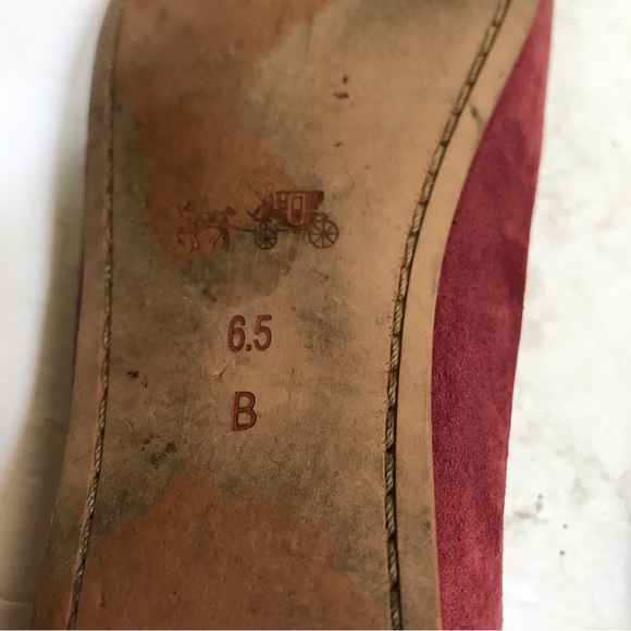 Coach Ballet Flats Suede Studs Logo Loafers Leather Shoes Barbie Pink Comfort - Picture 10 of 15
